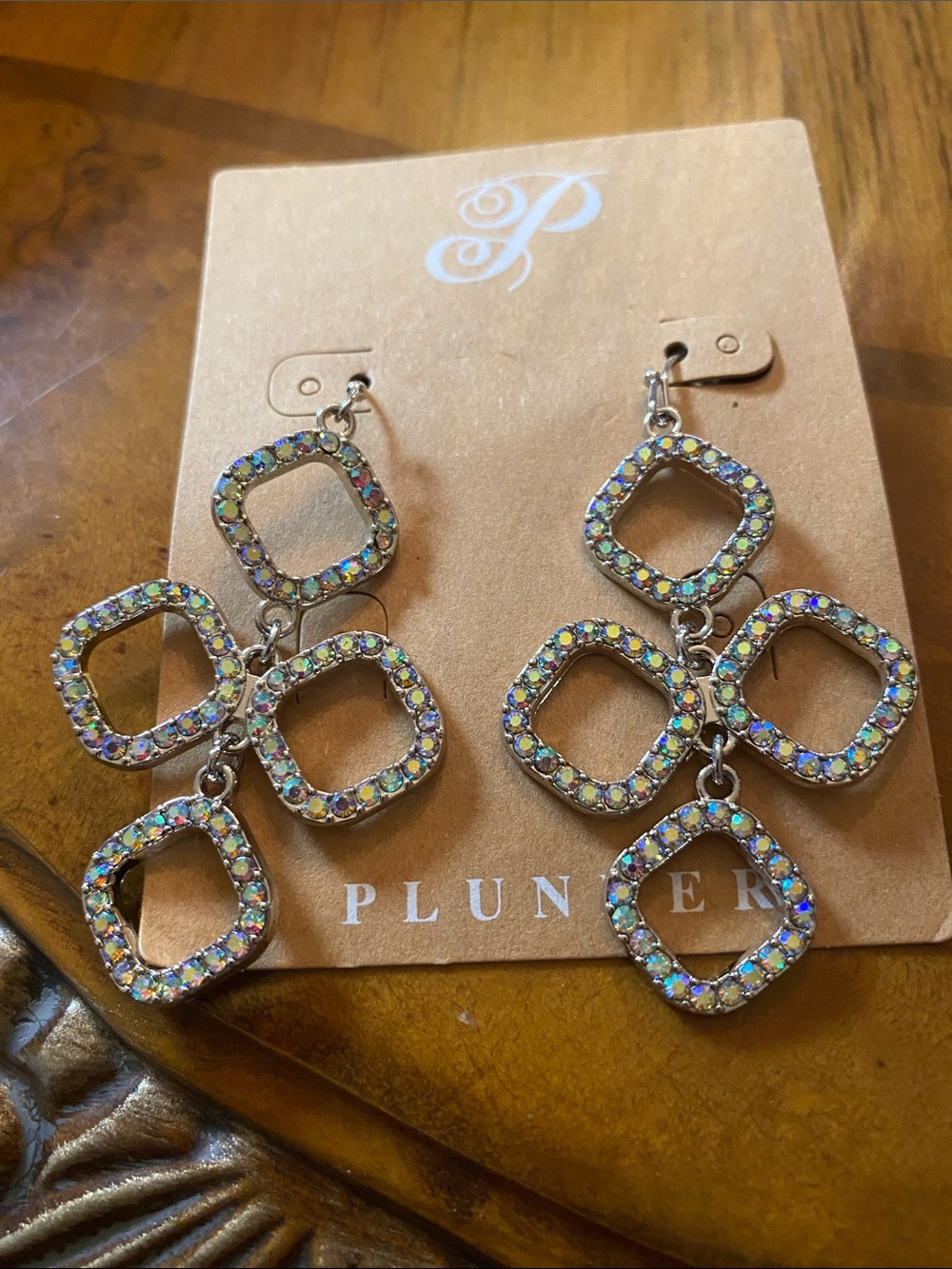Plunder Iridescent Multi-Tone Open-Square Dangle Earrings